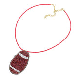 Felt Back Beaded Football Pendant Necklace by Madeline Love