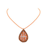 Felt Back Sequin Beaded Basketball Teardrop Pendant Necklace by Madeline Love