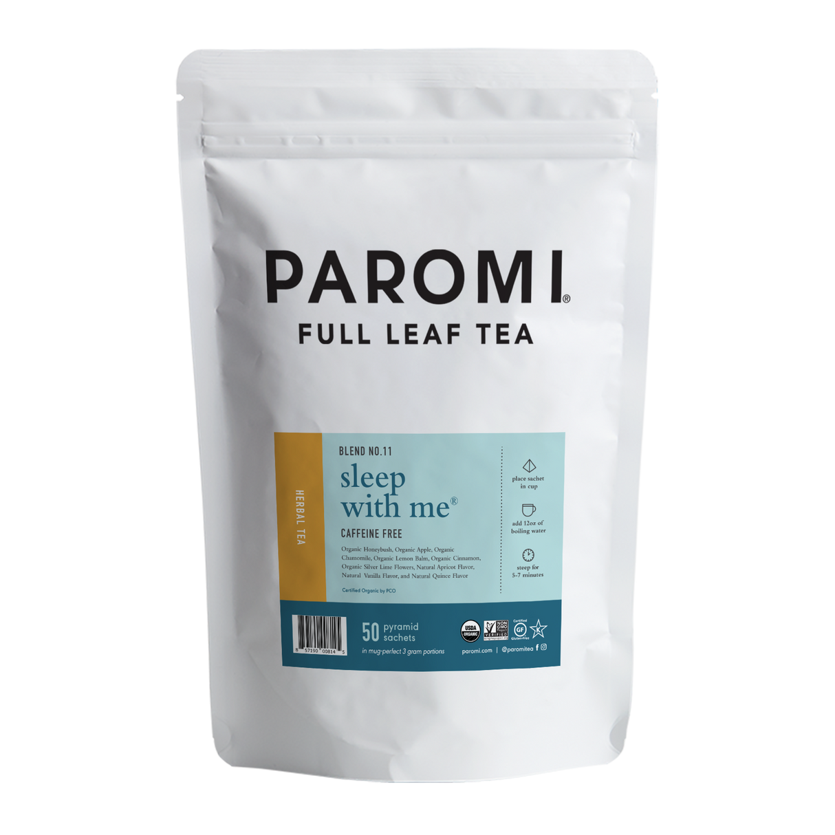 Organic Sleep With Me Herbal Tea, Caffeine Free, in Pyramid Tea Bags by Paromi Tea