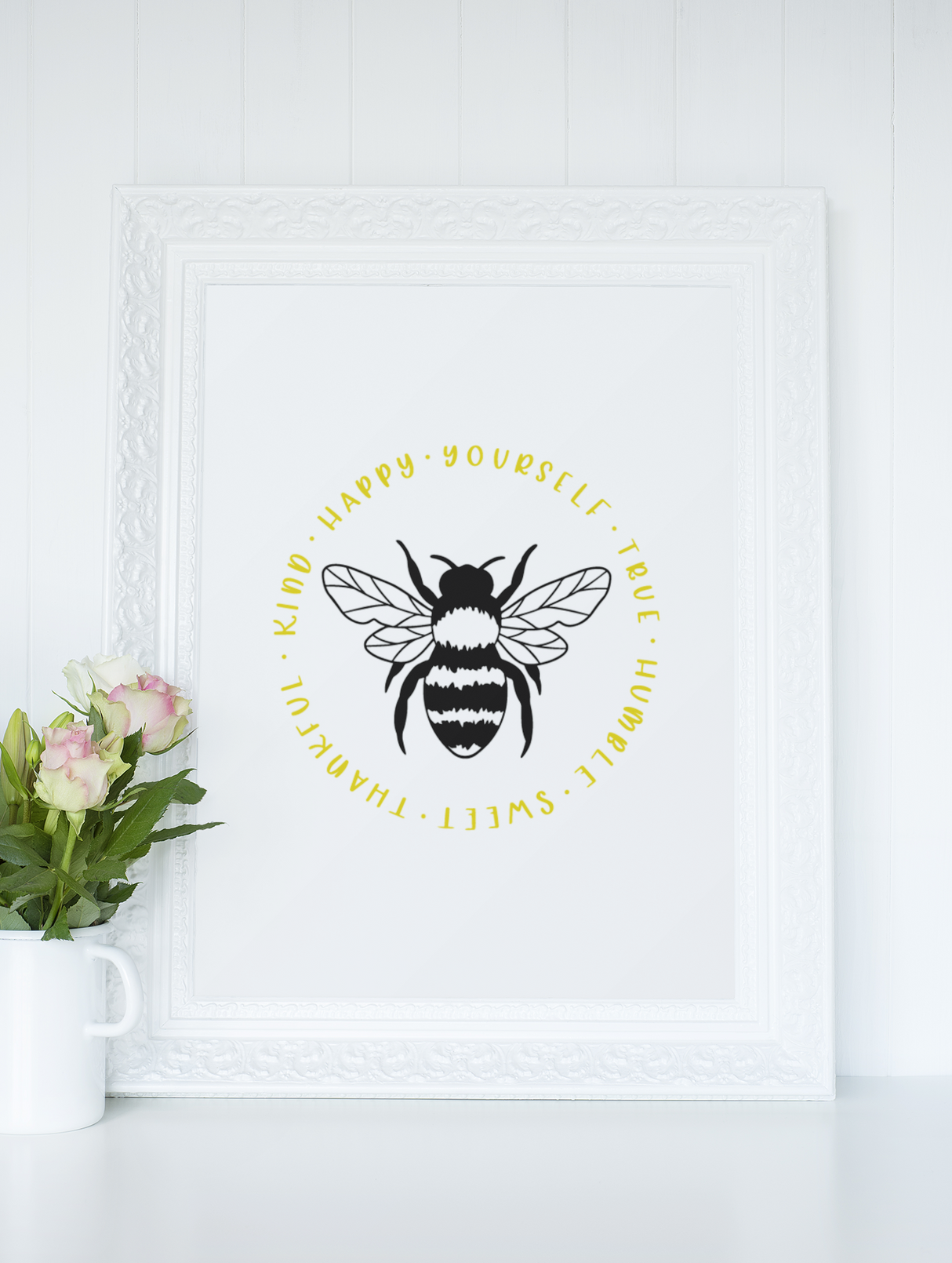 Bumble Bee Be Happy List 2022 Simple Bedroom Dressing Room Home Wall Decor Print by WinsterCreations™ Official Store