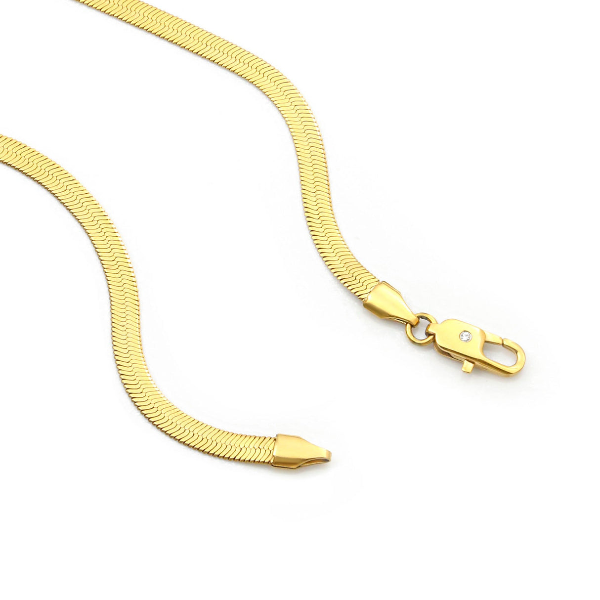 C004G B.Tiff 4mm Herringbone 18K Gold Plated Chain Necklace by B.Tiff New York