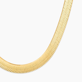 C006G B.Tiff 6mm Herringbone 18K Gold Plated Chain Necklace by B.Tiff New York