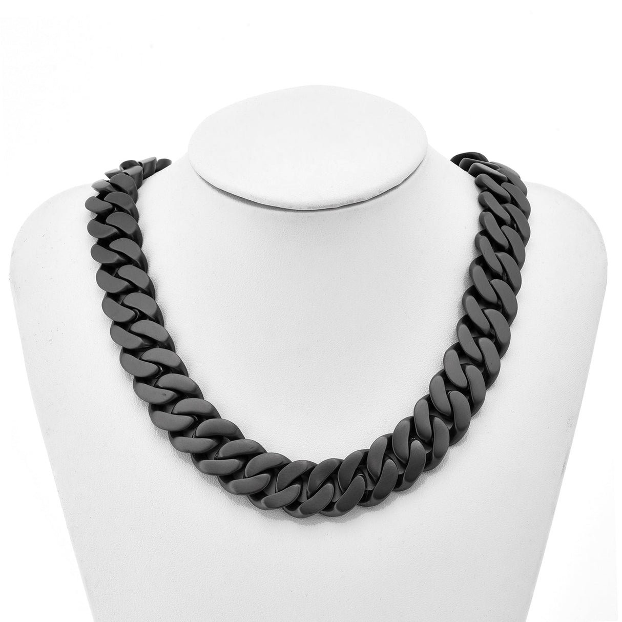 C160B B.Tiff 16mm Black Flat Cuban Link Necklace by B.Tiff New York