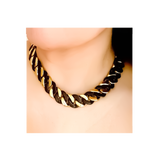 C160BG B.Tiff 16mm 2 Tone Black & Gold Flat Cuban Link Necklace by B.Tiff New York