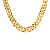 C160G B.Tiff 16mm Gold Plated Flat Cuban Link Necklace by B.Tiff New York