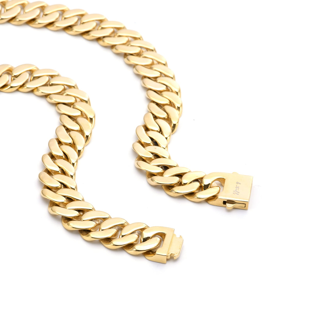 C160G B.Tiff 16mm Gold Plated Flat Cuban Link Necklace by B.Tiff New York