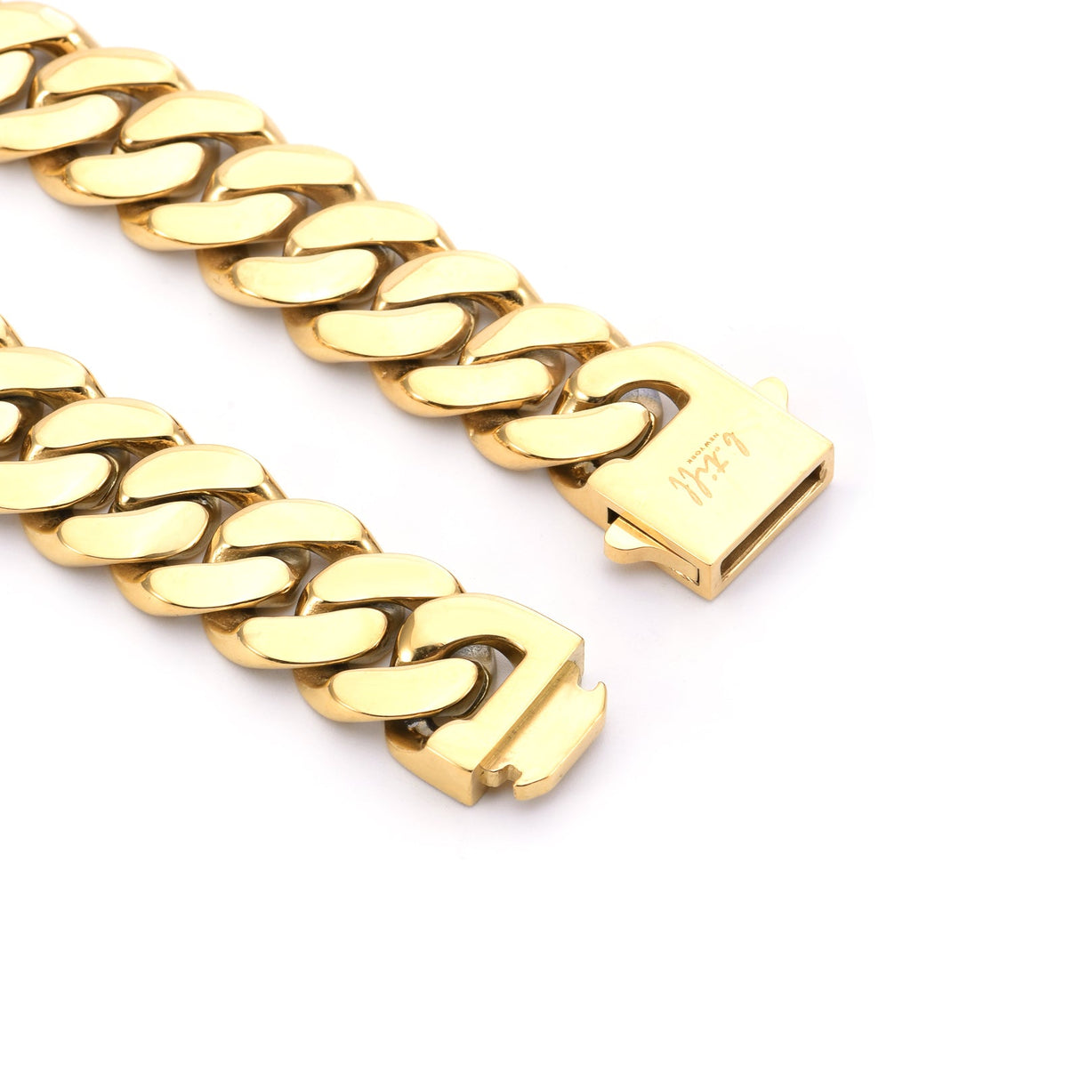 C160G B.Tiff 16mm Gold Plated Flat Cuban Link Necklace by B.Tiff New York