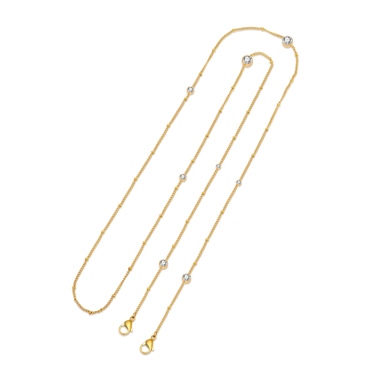 PT456G B.Tiff 8-Stone Gold Pavé Station Necklace by B.Tiff New York