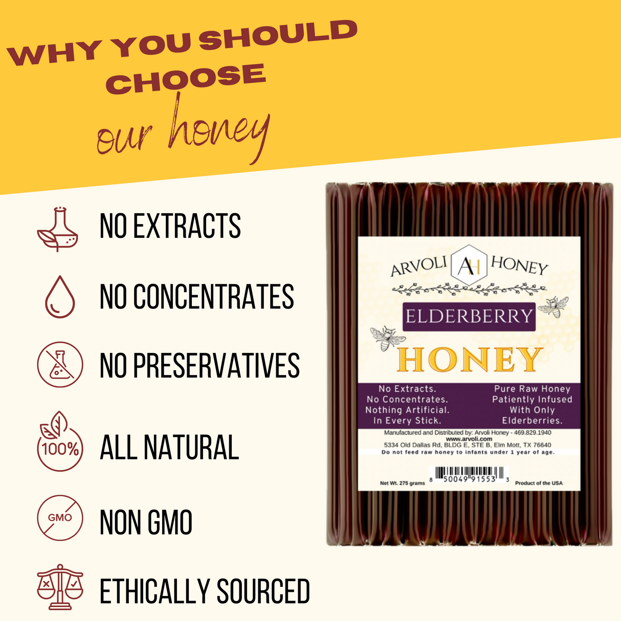 Arvoli Honey Elderberry infused Honey Sticks by Farm2Me