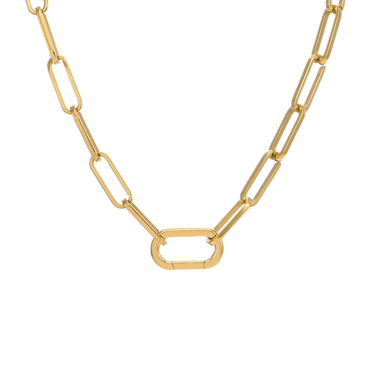 C860G B.Tiff "Jemma" Paperclip Flat Long Adjustable Link Gold Plated Necklace by B.Tiff New York