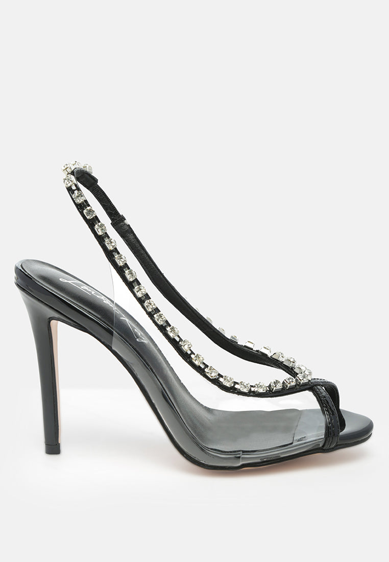 camarine diamante embellished clear high heels by London Rag