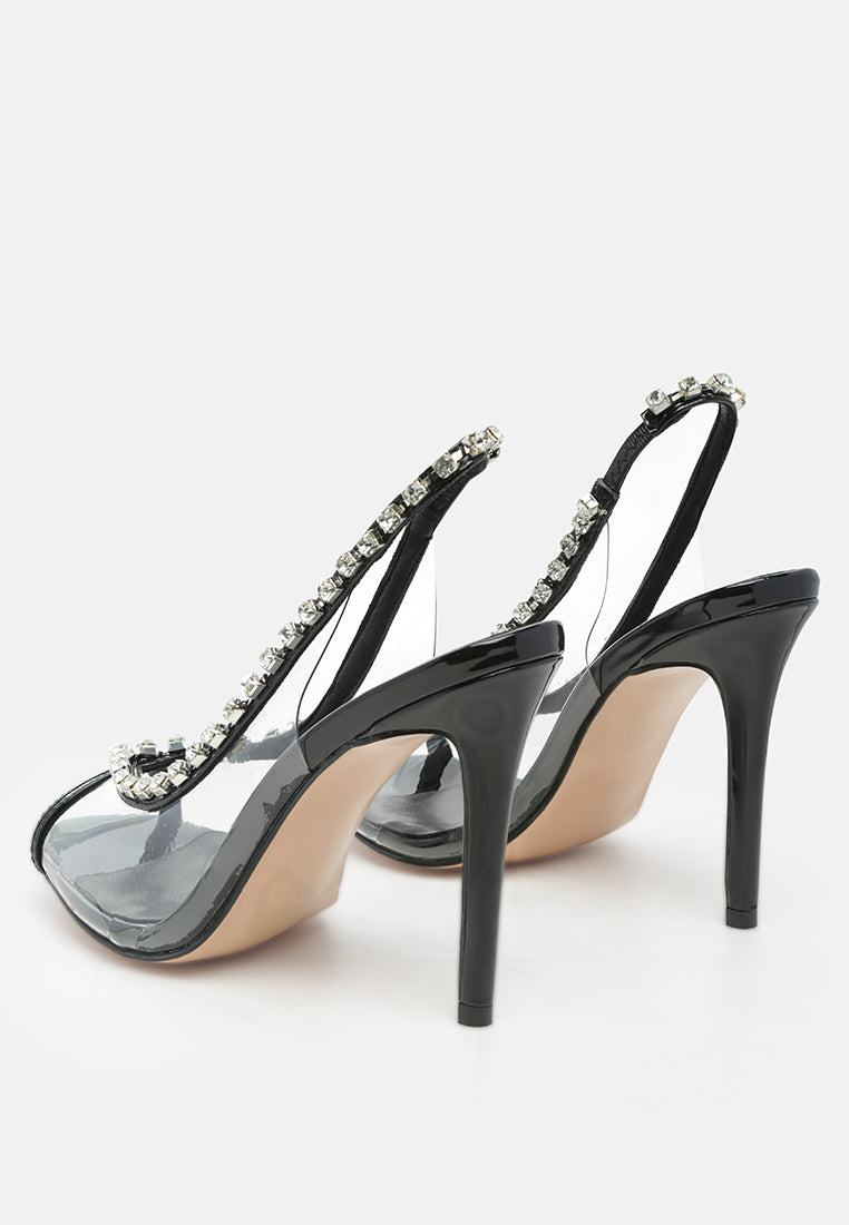 camarine diamante embellished clear high heels by London Rag