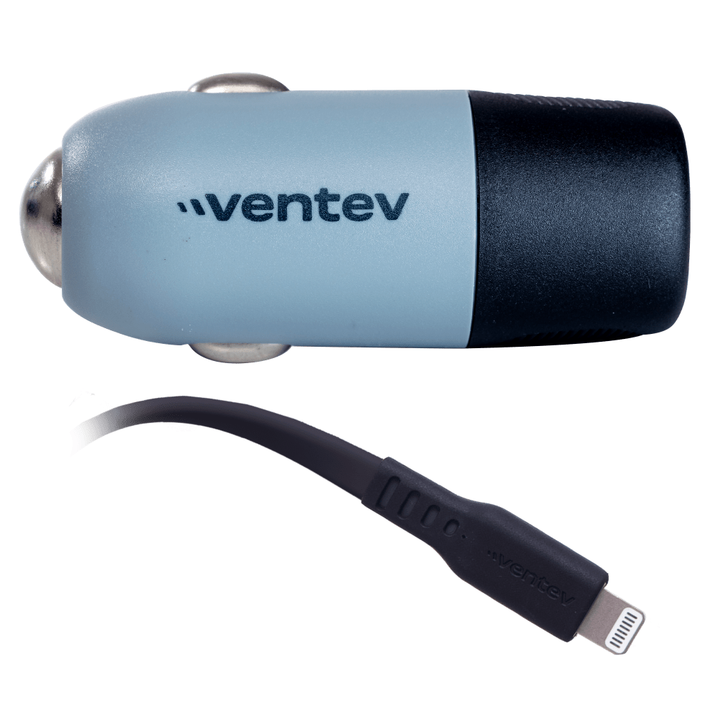 Ventev 20W USB C PD Car Charger and C to Apple Lightning Cable Gray by Ventev