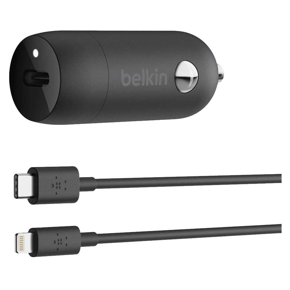 Belkin Boost Charge USB C Car Charger 20W and USB C to Apple Lightning Cable 4ft by Belkin