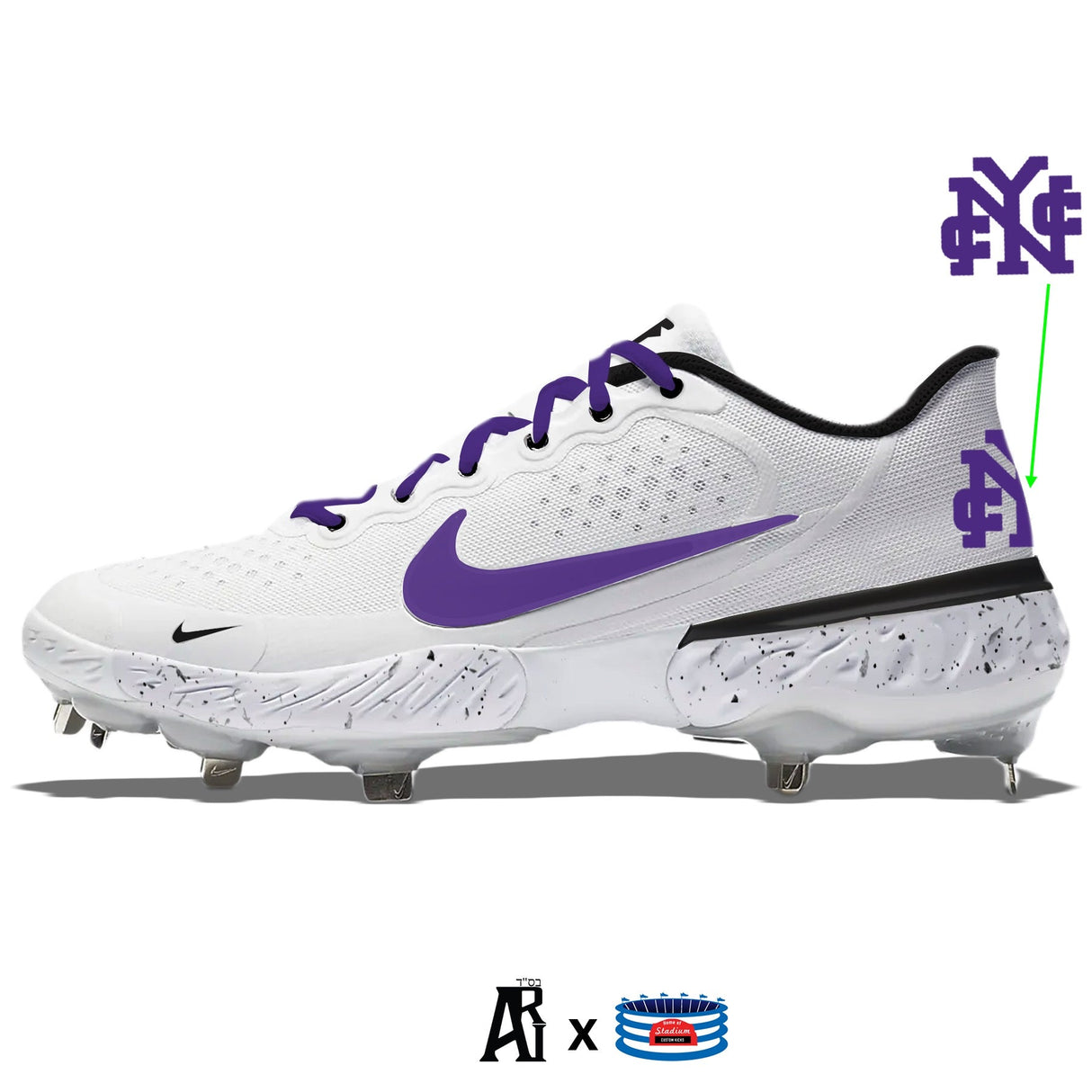 "CCNY Alternate" Nike Alpha Huarache Elite 3 Low Cleats by Stadium Custom Kicks