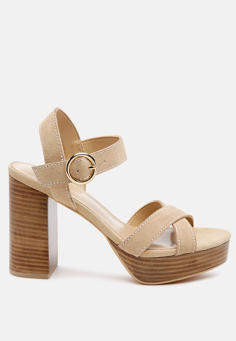 choupette suede leather block heeled sandal by London Rag