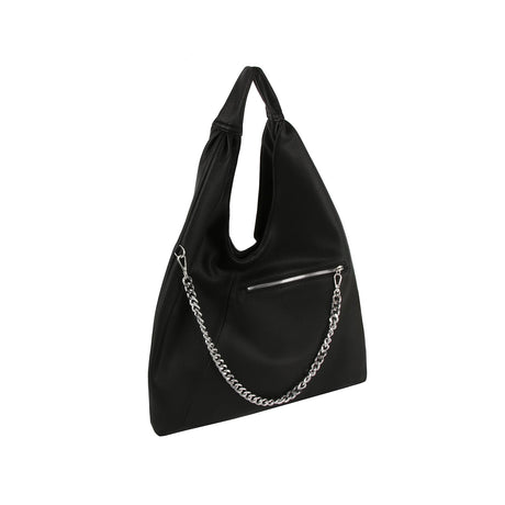 Chain zipper detail hobo by Handbag Factory