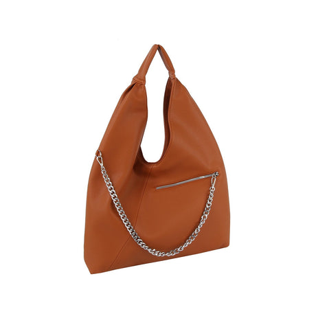 Chain zipper detail hobo by Handbag Factory