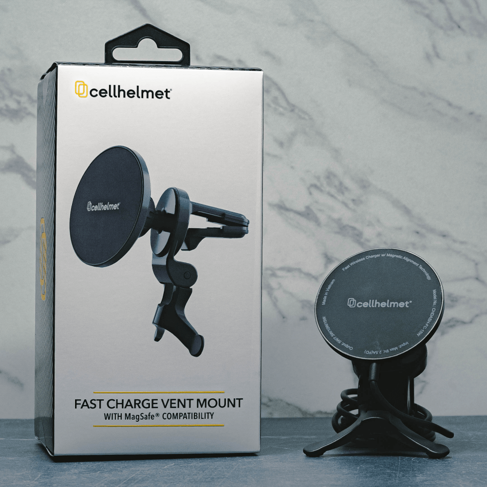 Cellhelmet Car Vent Mount with Fast Wireless Charging Pad 15W by Cellhelmet