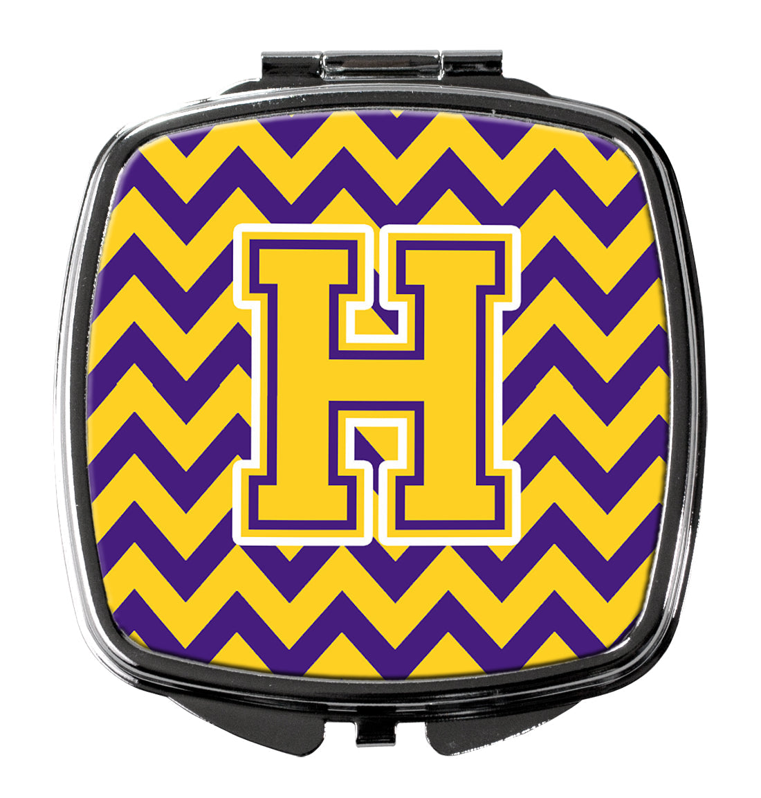 Letter H Chevron Purple and Gold Compact Mirror CJ1041-HSCM by Caroline's Treasures