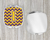 Letter I Chevron Purple and Gold Compact Mirror CJ1041-ISCM by Caroline's Treasures