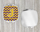 Letter J Chevron Purple and Gold Compact Mirror CJ1041-JSCM by Caroline's Treasures