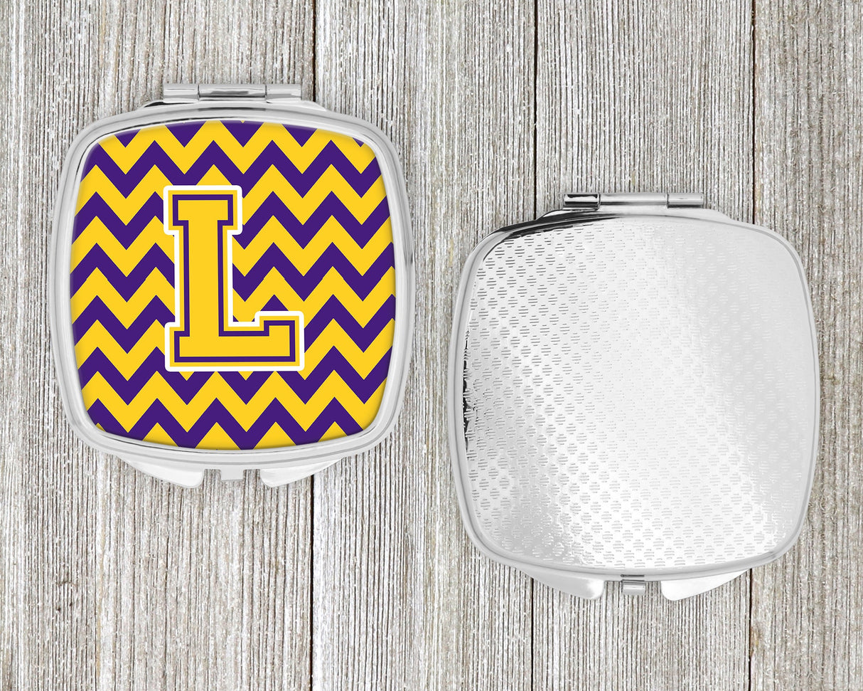 Letter L Chevron Purple and Gold Compact Mirror CJ1041-LSCM by Caroline's Treasures