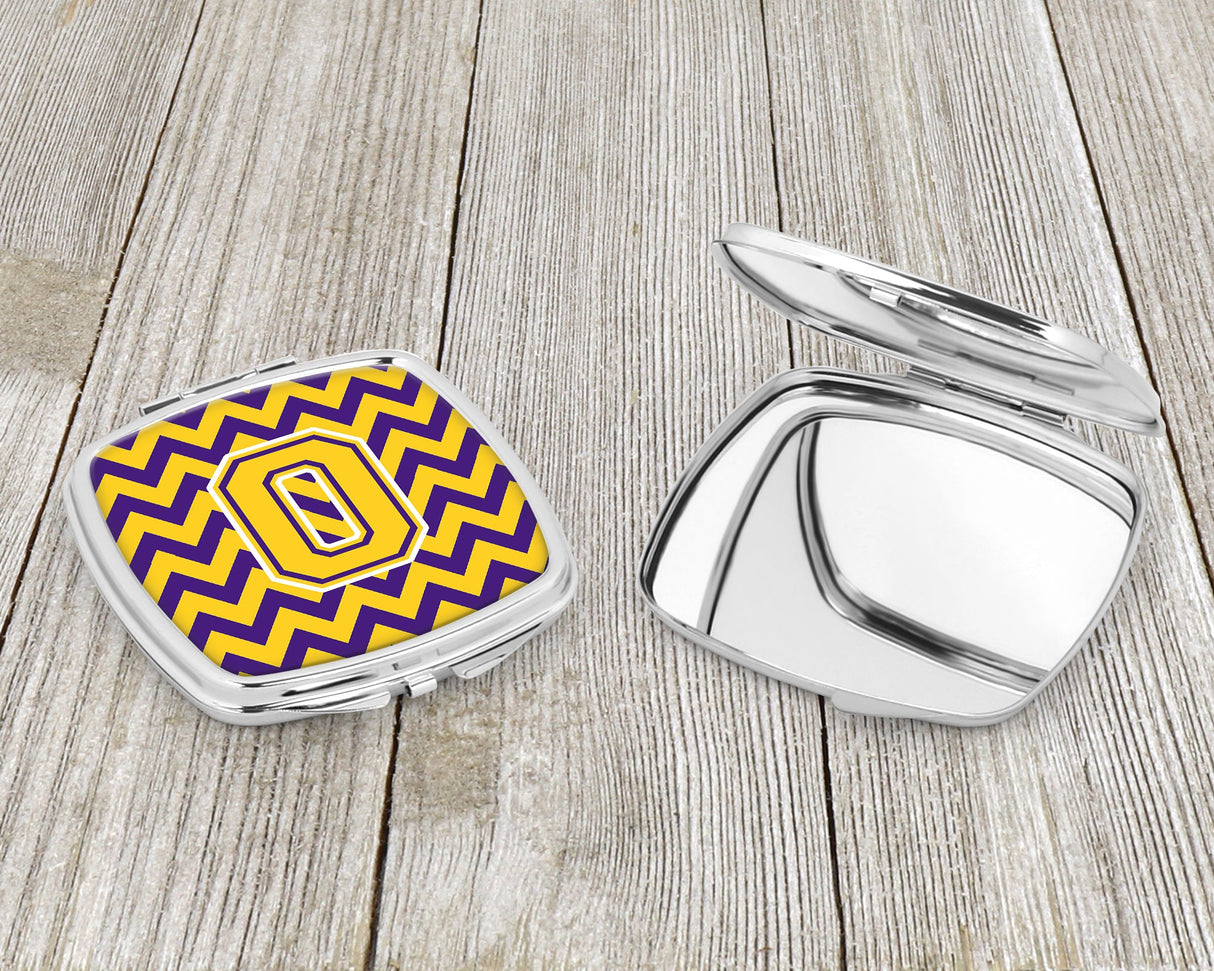 Letter O Chevron Purple and Gold Compact Mirror CJ1041-OSCM by Caroline's Treasures