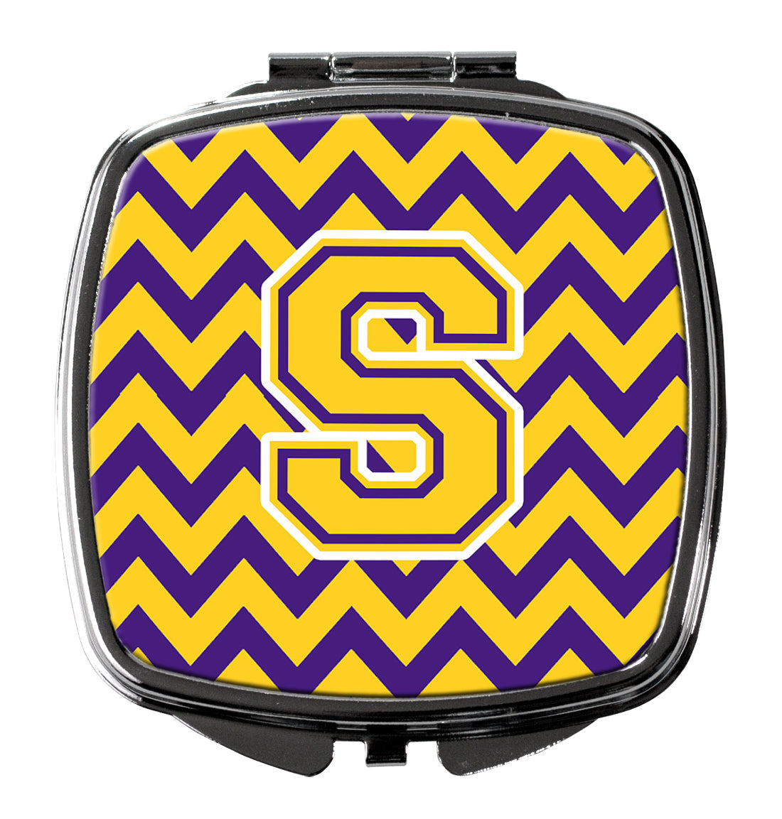 Letter S Chevron Purple and Gold Compact Mirror CJ1041-SSCM by Caroline's Treasures