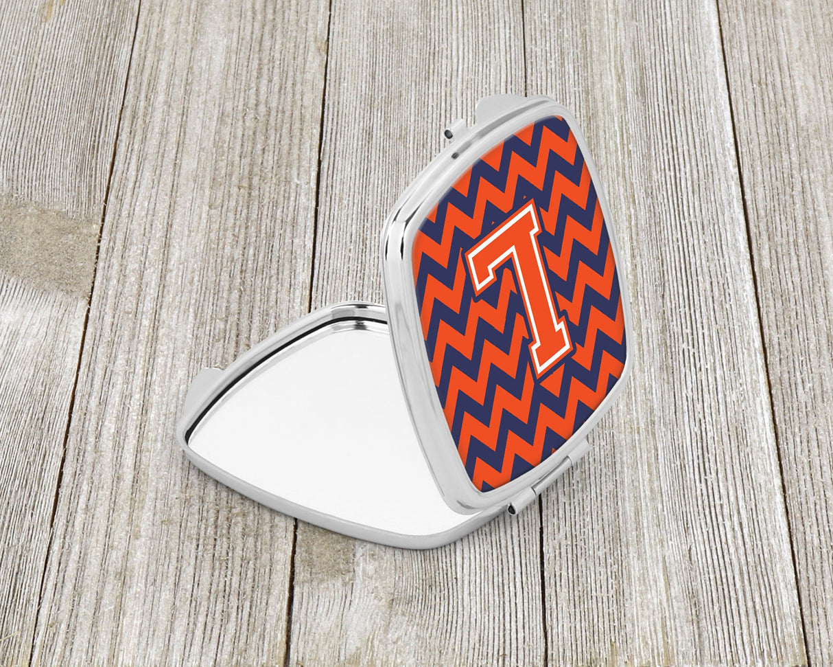 Letter L Chevron Orange and Blue Compact Mirror CJ1042-LSCM by Caroline's Treasures