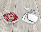 Letter C Chevron Crimson and Grey   Compact Mirror CJ1043-CSCM by Caroline's Treasures