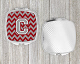 Letter C Chevron Crimson and Grey   Compact Mirror CJ1043-CSCM by Caroline's Treasures