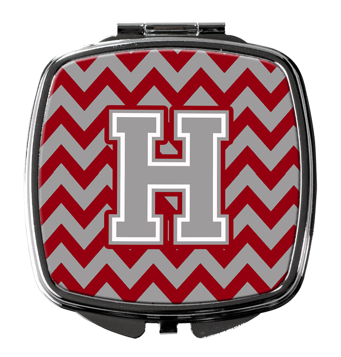 Letter H Chevron Crimson and Grey   Compact Mirror CJ1043-HSCM by Caroline's Treasures