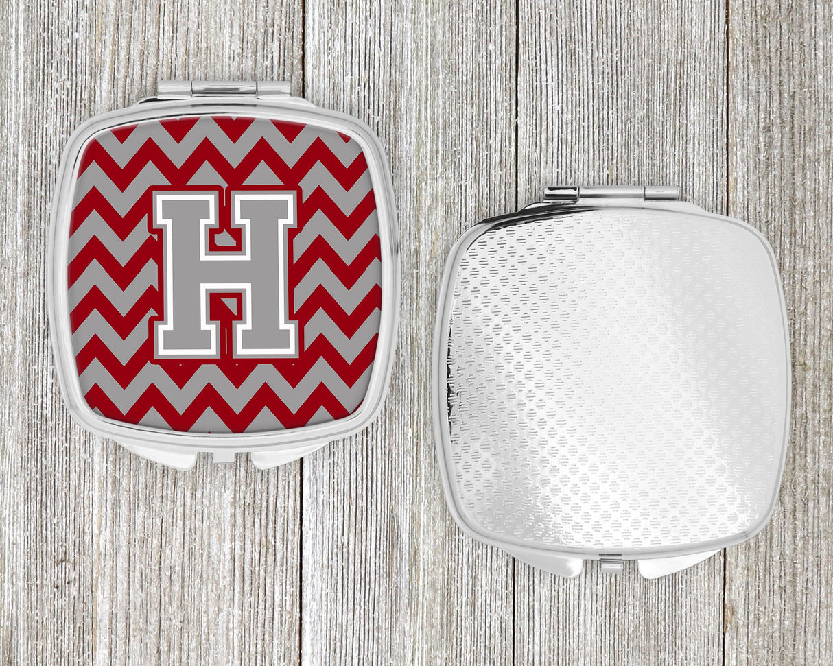 Letter H Chevron Crimson and Grey   Compact Mirror CJ1043-HSCM by Caroline's Treasures