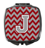 Letter J Chevron Crimson and Grey   Compact Mirror CJ1043-JSCM by Caroline's Treasures