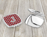 Letter J Chevron Crimson and Grey   Compact Mirror CJ1043-JSCM by Caroline's Treasures