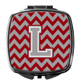 Letter L Chevron Crimson and Grey   Compact Mirror CJ1043-LSCM by Caroline's Treasures