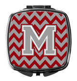 Letter M Chevron Crimson and Grey   Compact Mirror CJ1043-MSCM by Caroline's Treasures