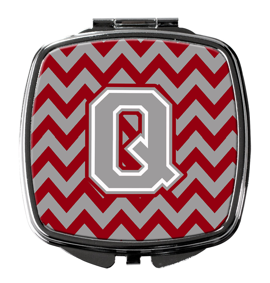 Letter Q Chevron Crimson and Grey   Compact Mirror CJ1043-QSCM by Caroline's Treasures