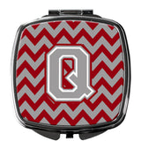 Letter Q Chevron Crimson and Grey   Compact Mirror CJ1043-QSCM by Caroline's Treasures