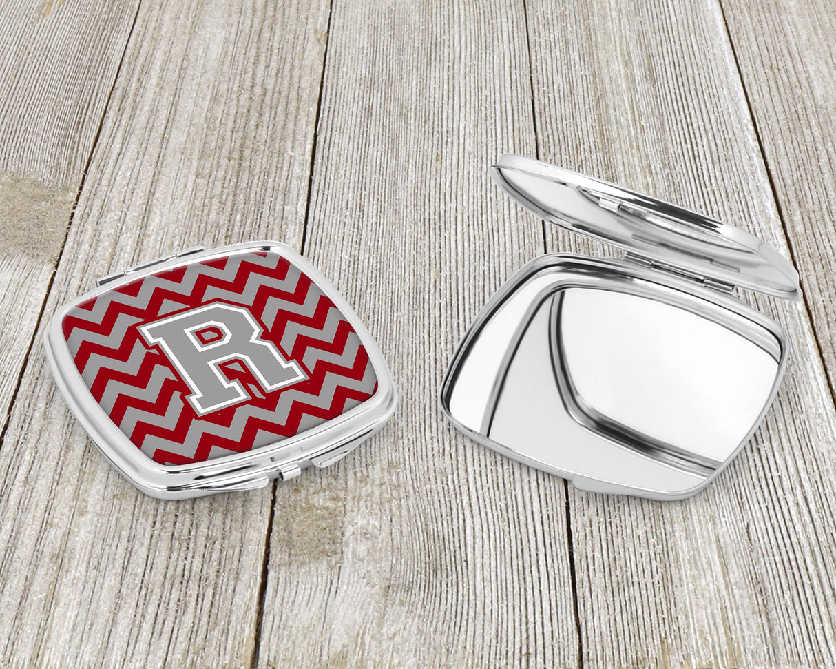 Letter R Chevron Crimson and Grey   Compact Mirror CJ1043-RSCM by Caroline's Treasures