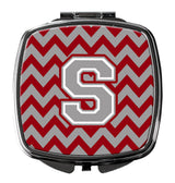 Letter S Chevron Crimson and Grey   Compact Mirror CJ1043-SSCM by Caroline's Treasures