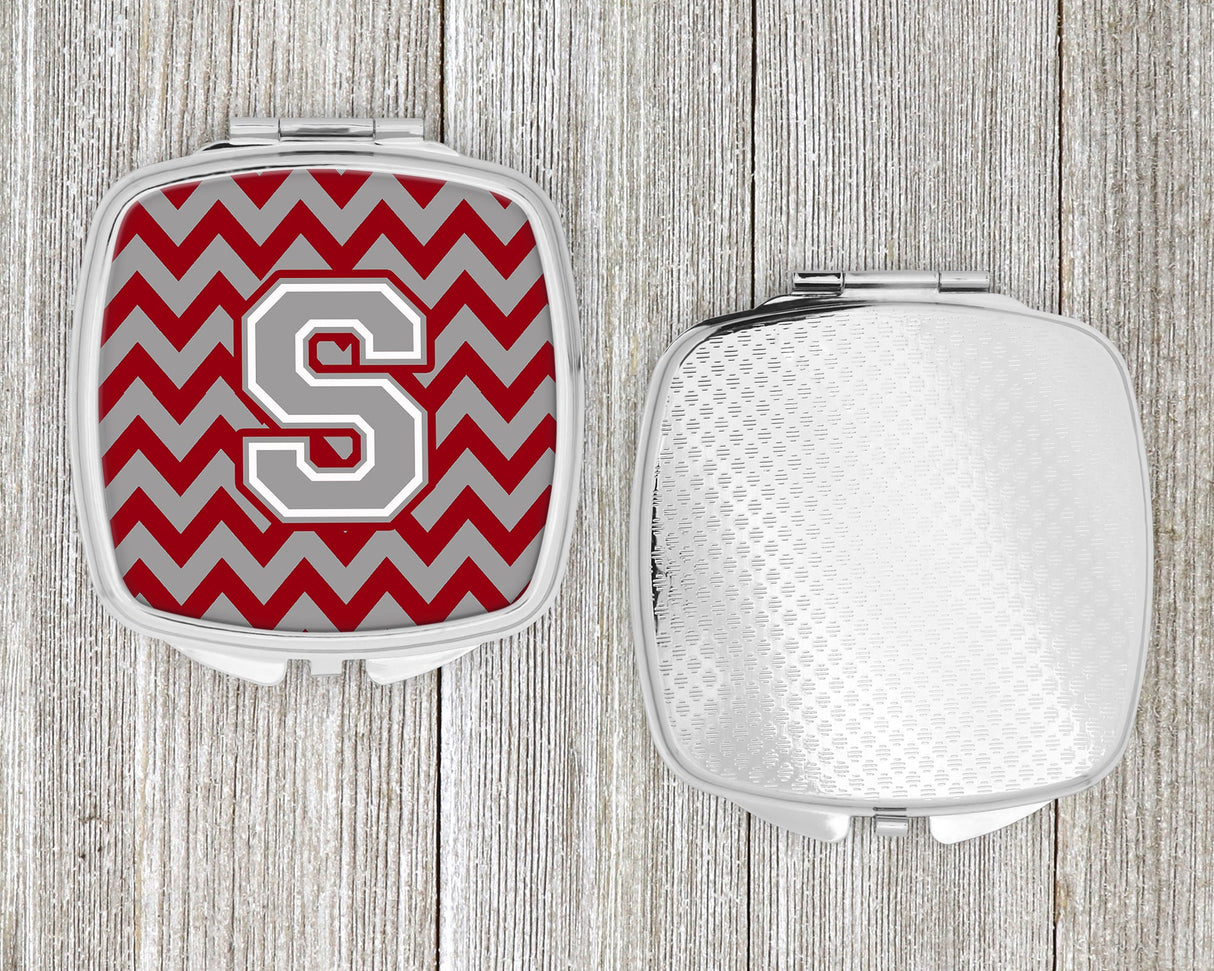 Letter S Chevron Crimson and Grey   Compact Mirror CJ1043-SSCM by Caroline's Treasures