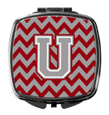 Letter U Chevron Crimson and Grey   Compact Mirror CJ1043-USCM by Caroline's Treasures