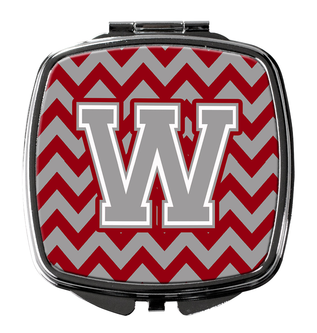 Letter W Chevron Crimson and Grey   Compact Mirror CJ1043-WSCM by Caroline's Treasures