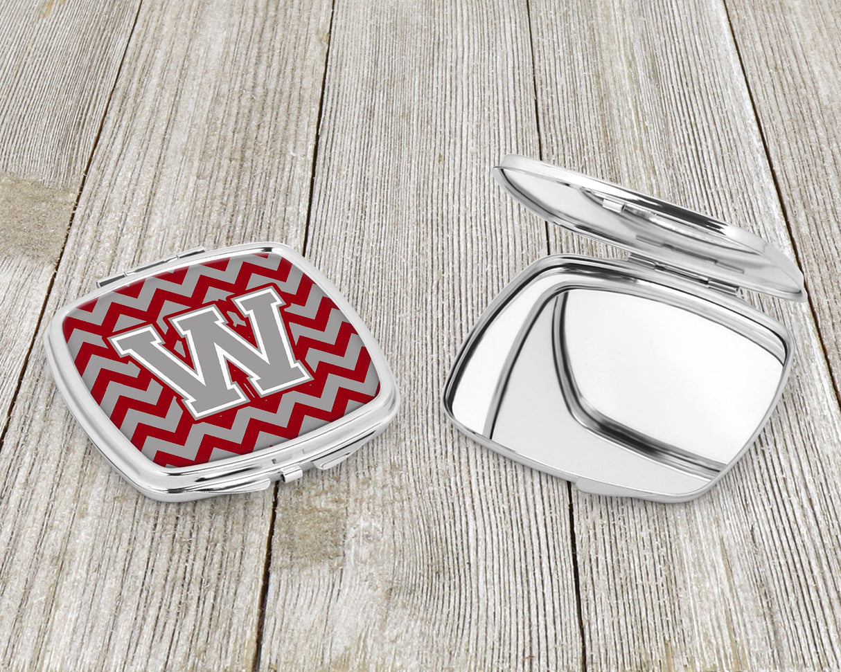 Letter W Chevron Crimson and Grey   Compact Mirror CJ1043-WSCM by Caroline's Treasures