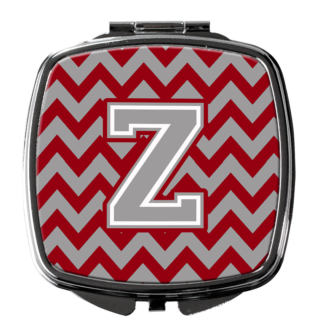 Letter Z Chevron Crimson and Grey   Compact Mirror CJ1043-ZSCM by Caroline's Treasures