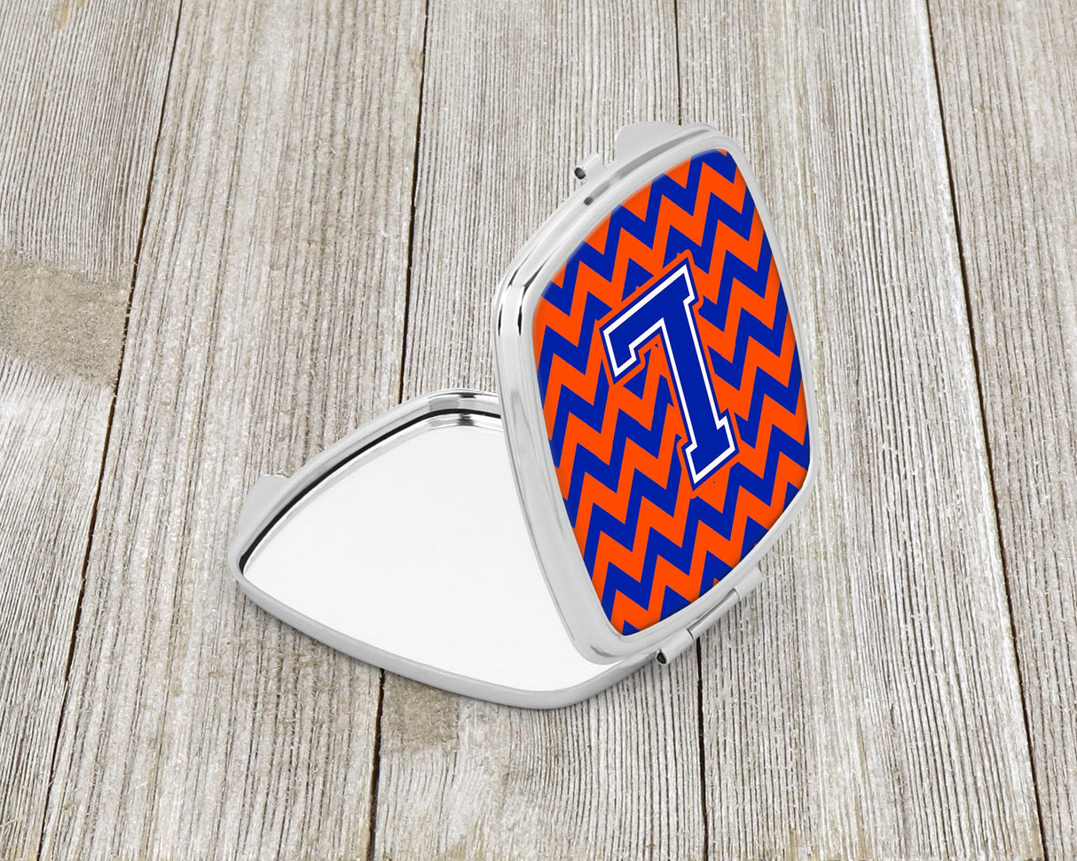 Letter L Chevron Orange and Blue Compact Mirror CJ1044-LSCM by Caroline's Treasures