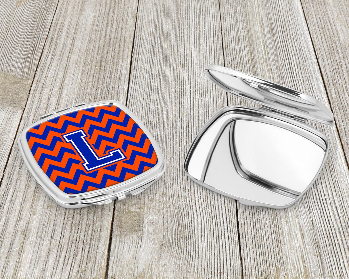 Letter L Chevron Orange and Blue Compact Mirror CJ1044-LSCM by Caroline's Treasures