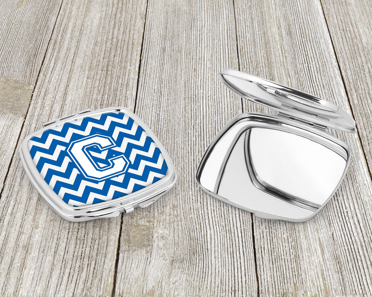 Letter C Chevron Blue and White Compact Mirror CJ1045-CSCM by Caroline's Treasures